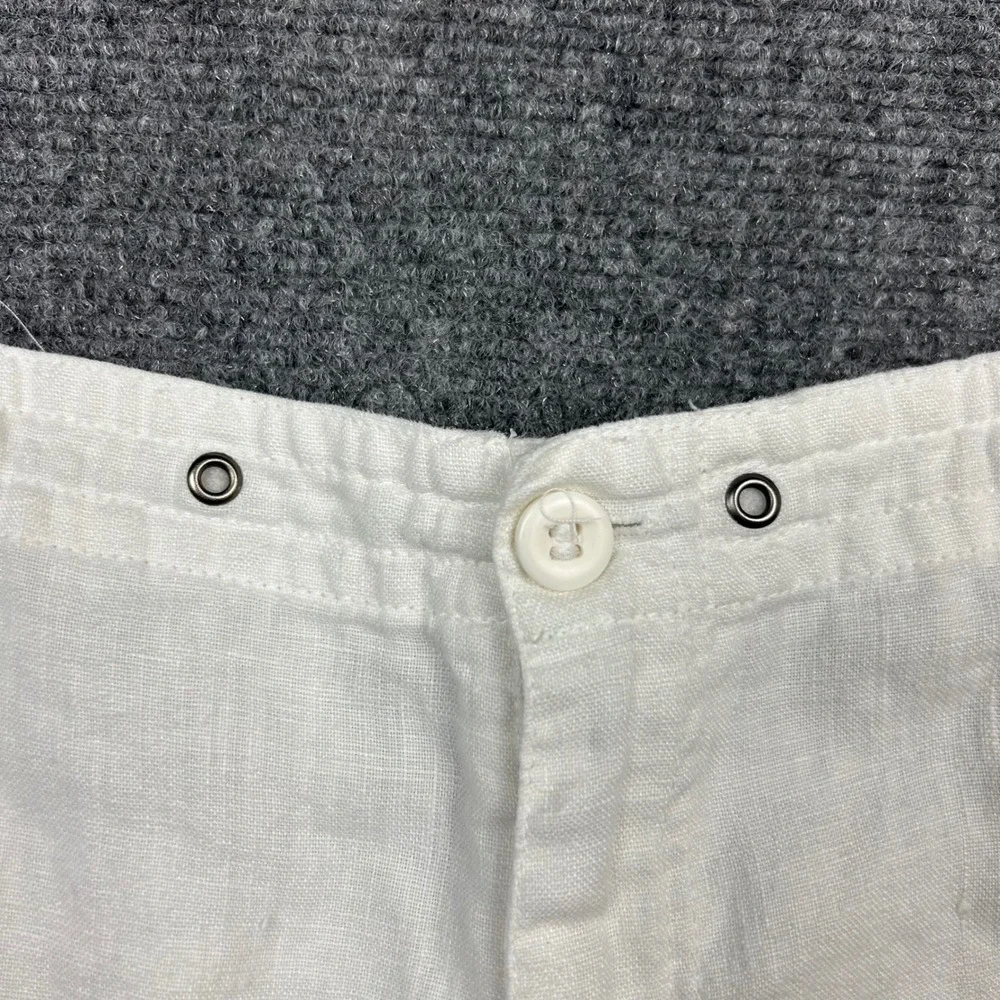 H&M L.O.G.G. Linen Pants Mens 32 White Coastal Summer Straight Leg Trousers
